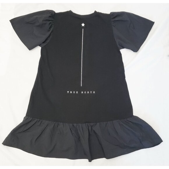 Double Standard Womens Black T-shrit Dress True North Hem Ruffle OS - Picture 2 of 9